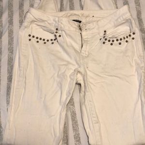 White studded AE jeans